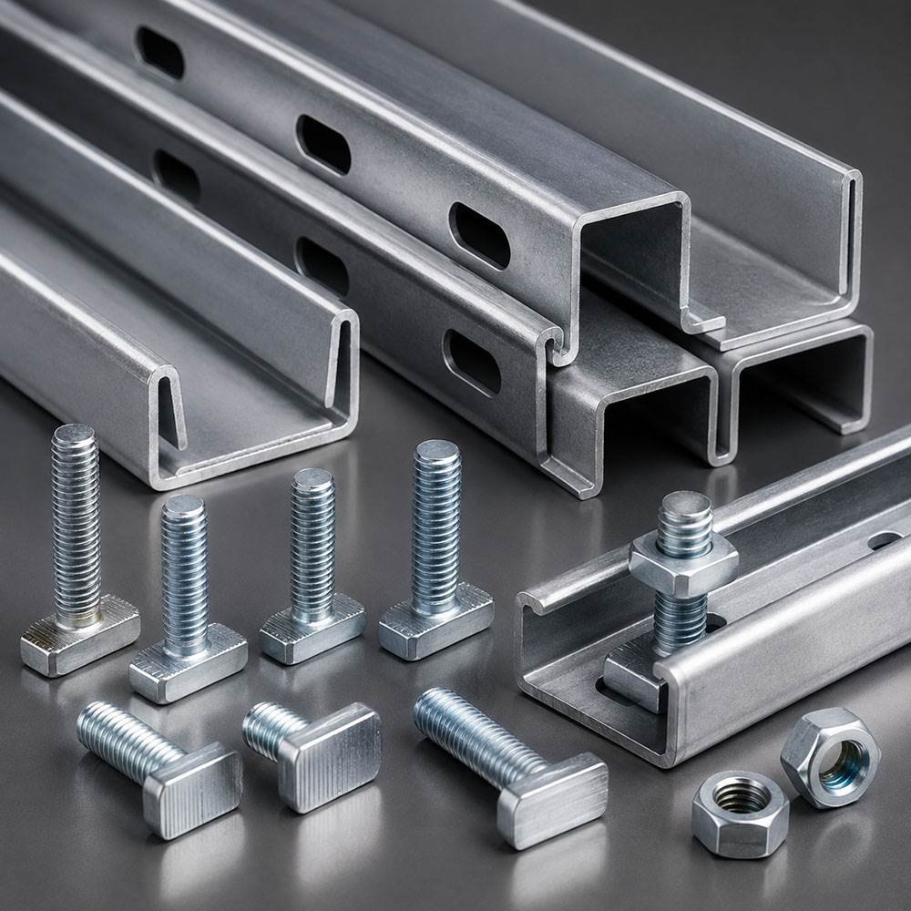 Cold rolled channels and T-bolts for construction applications