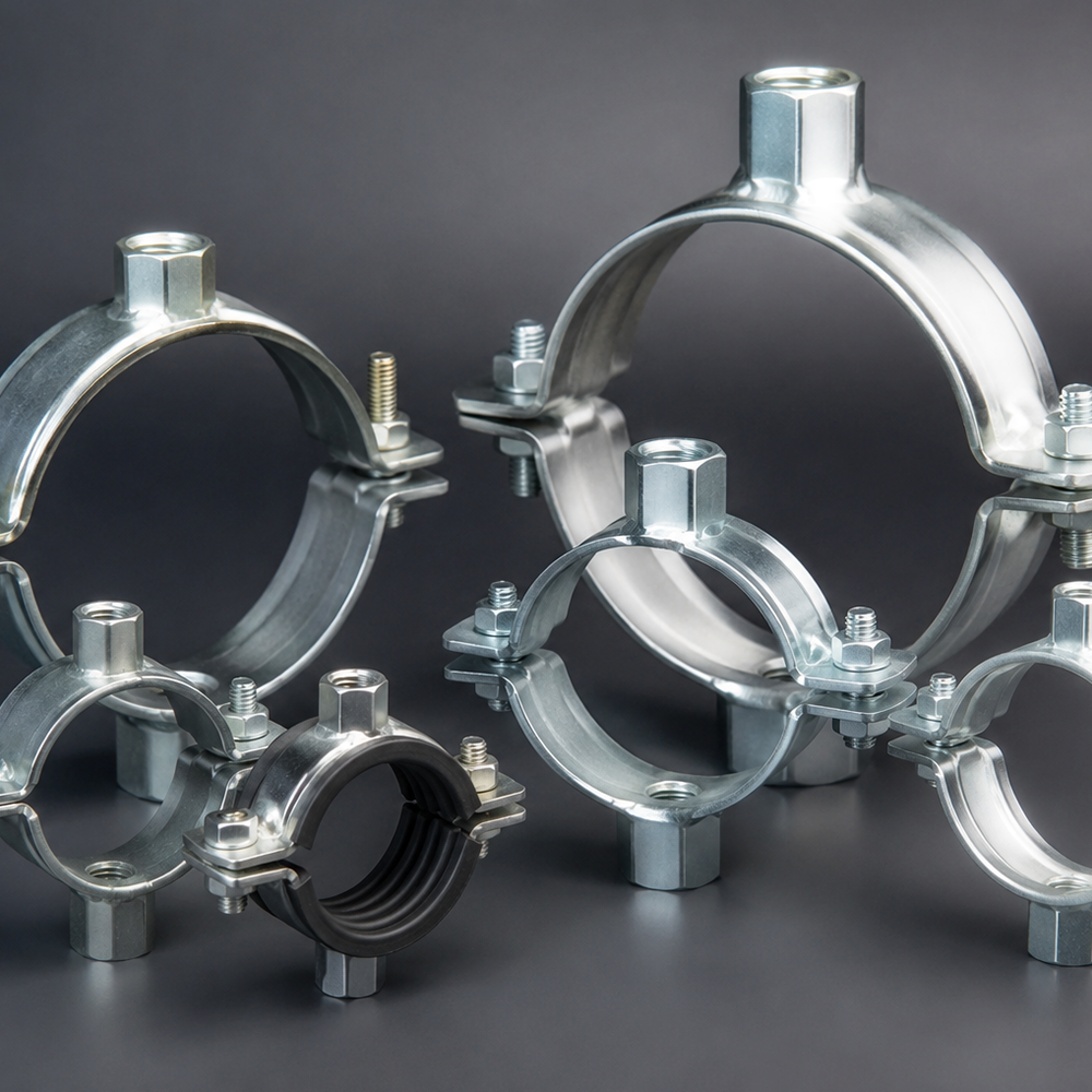 Pipe clamps for industrial and construction applications